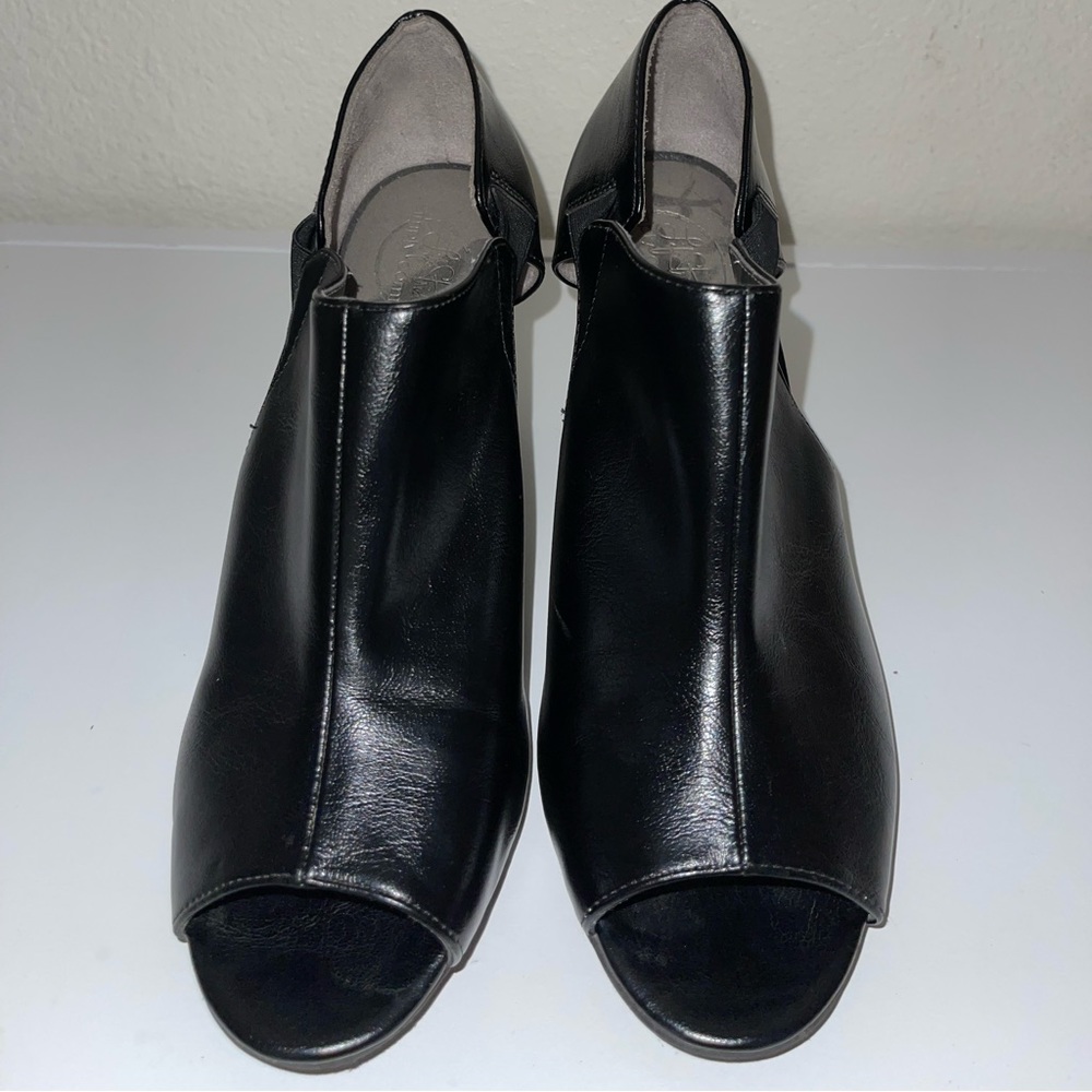 Black leather heels